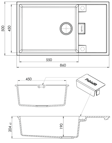 Кухонна мийка Fabiano Cubix 86x50 XL Grey Metallic 8221.201.0974 | Зображення 1
