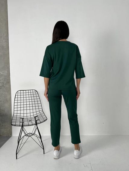 Женский спортивный прогулочный костюм с укороченными штанами NB24003 зеленый (бутылка), размер 42/44 | Зображення 2