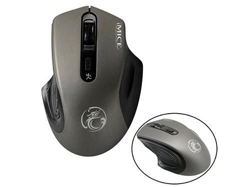Беспроводная игровая мышь мышка ТИХАЯ 2000dpi iMice G-1800, серая
