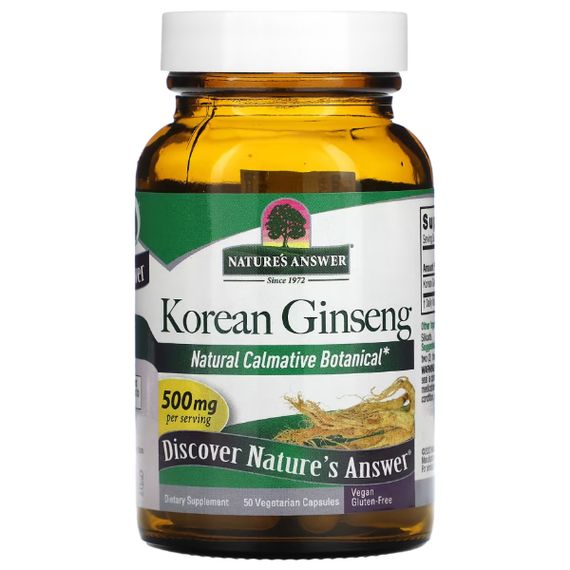 Комплекс для профилактики нервной системы Nature's Answer Korean Ginseng 500 mg 50 Veg Caps