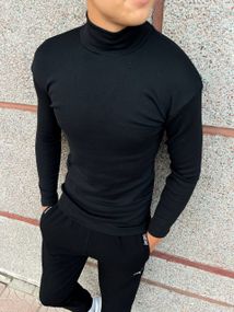 Мужской трикотажный утепленный гольф на флисе с воротником стойкой PA5644 цвет черный, размер 3XL