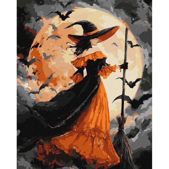 Картина по номерам "Ведьма при луне" KHO8690, 40x50 см