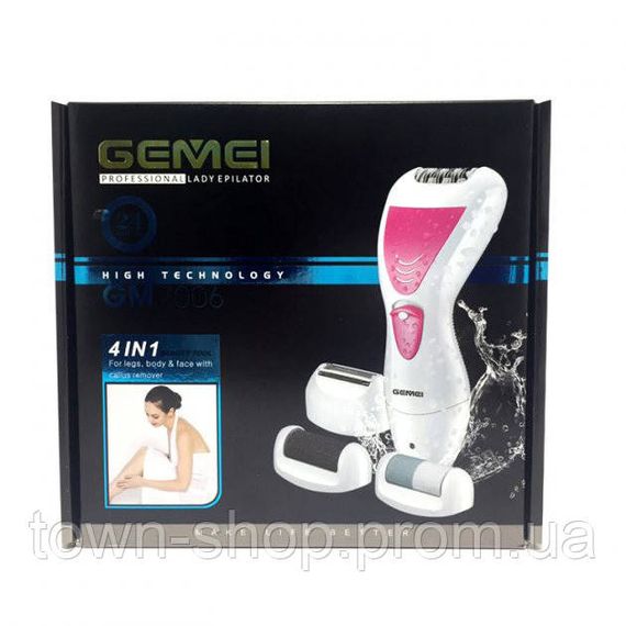 Эпилятор Gemei GM-7006 4в1 - Профеcсиональный беспроводной эпилятор бритва с насадками триммер + пемза. Цвет: | Зображення 1