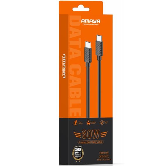 Дата кабель Amaya 77CC Type-C to Type-C 60W (1m) Black | Зображення 1