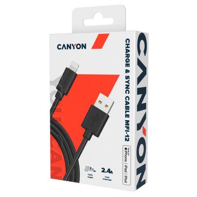 Дата кабель USB 2.0 AM to Lightning 1.0m MFI black Canyon (CNS-MFIC12B) | Зображення 1