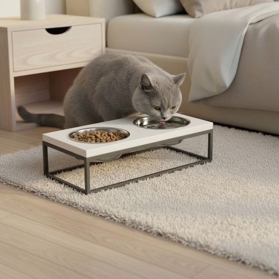 Миски на подставке для средних собак и больших котов Hollky Base M (2 × 0,95 л) BM-422110-GRWH | Зображення 1