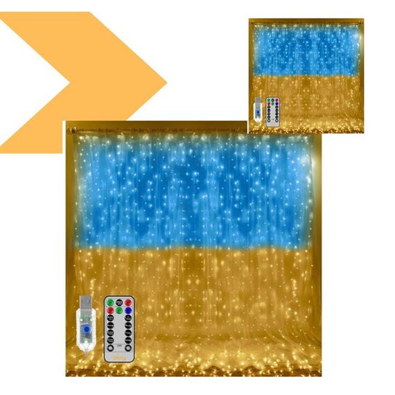 Гірлянда-штора Прапор України з пультом USB 3*3м XPRO SFK-10 (44873-16906_231) | Зображення 1