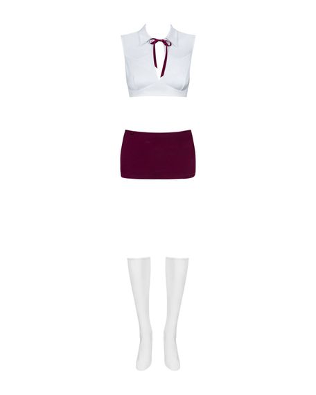 Еротичний костюм студентки Obsessive Student 4 pcs costume S/M, топ, спідниця, стринги, гольфи | Зображення 4