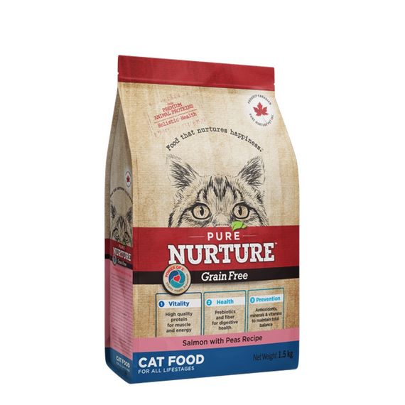 Сухий корм із лососем для котів будь-якого віку Pure Nurture Cat GF Salmon, 1.5 кг