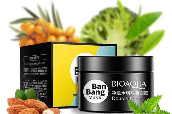 Подвійна крем-маска для очищення жирної шкіри Bioaqua Ban Bang Mask Double Color, 50 г + 50 г | Зображення 1