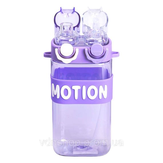 Бутылка для воды с трубочкой 550 мл спортивная пластиковая бутылка для тренировок Фиолетовая HP-14-49V | Зображення 1