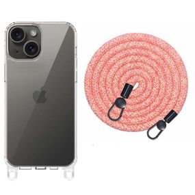Чохол TPU Transparent with Straps для Apple iPhone 15 (6.1") Red / White