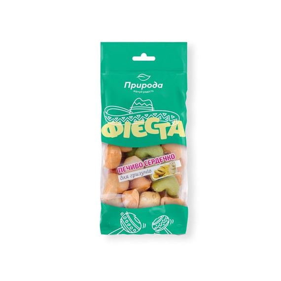 Ласощі Природа Фієста Печиво Сердечко для гризунів асорті 100 г