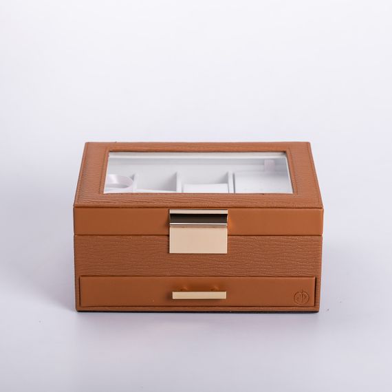 Скринька для прикрас з еко шкіри 2 яруси органайзер для ювелірних виробів | Зображення 7