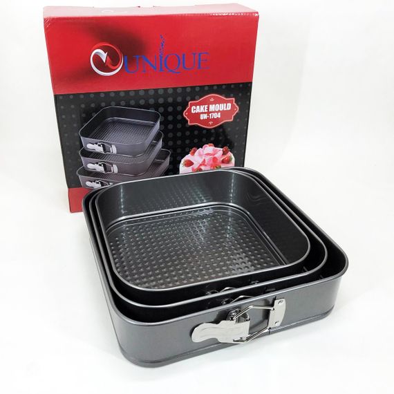Набір квадратних роз'ємних форм для випікання Unique UN-1704 20/22/24 см | Зображення 1