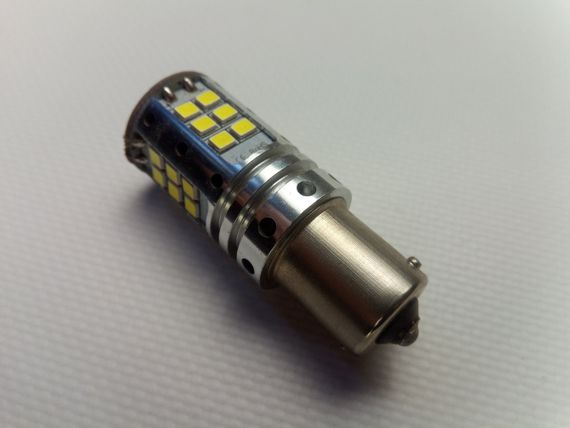 Лампа світлодіод з/ц 12V P21W 1156 32SMD "обманка"/денні ходові вогні/біла | Зображення 1