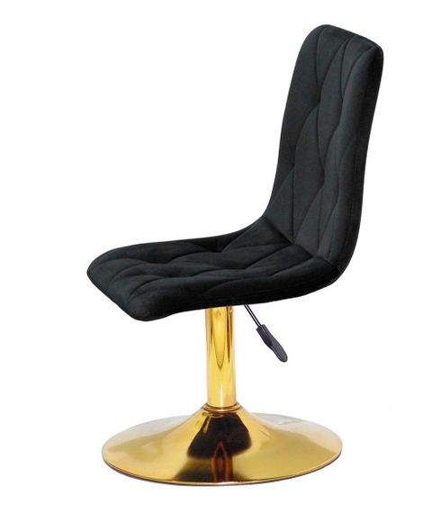 Стілець Melvin (Fred) GD-Base, на золотій круглій нозі-опорі, з регулюванням висоти, м'яке сидіння велюр чорний OR-854