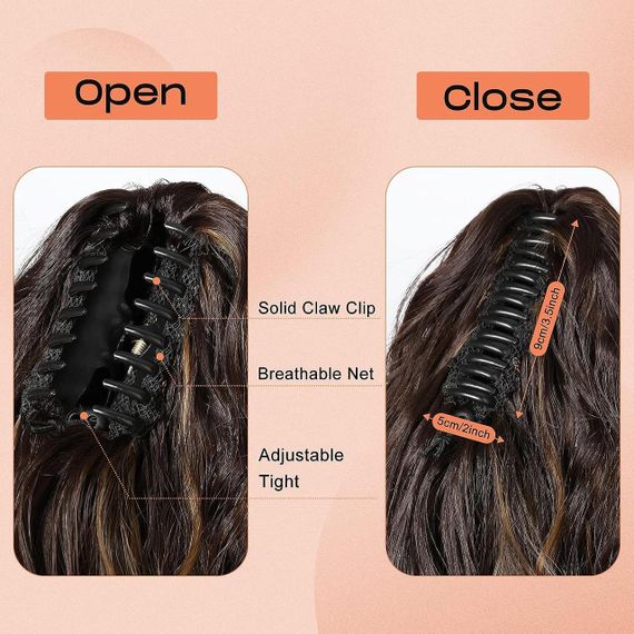 Накладний хвіст каштановий з меліруванням хвилястий, шиньйон на крабі затискачі 45 см, термостійке волосся коричневе з русявим | Зображення 6