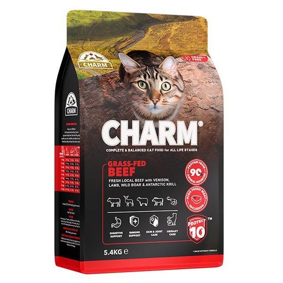 Сухий беззерновий холістик корм Charm Grass-Fed Beef Чарм бичків вигодуваних на траві для котів 5,4 кг.