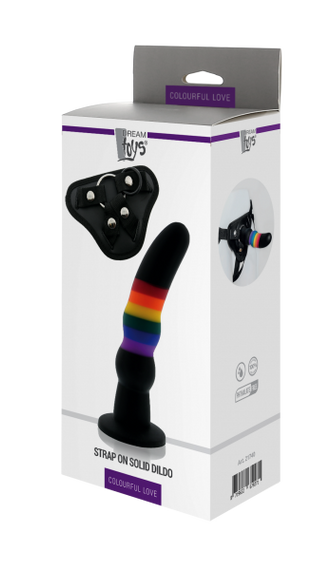 Страпон женский радужный COLOURFUL LOVE STRAP ON SOLID DILDO Sex Aura | Зображення 1