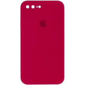 Чохол Silicone Case Square Full Camera Protective (AA) для Apple iPhone 7 plus / 8 plus (5.5") Червоний / Rose Red