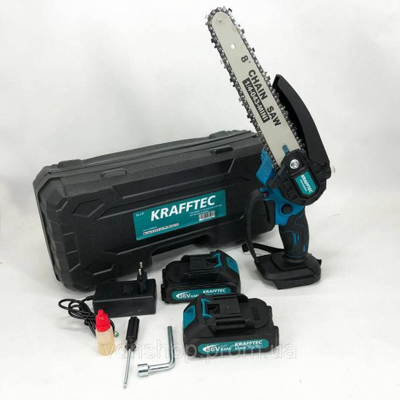 Портативна ланцюгова міні-пилка Krafftec 20 см, Міні електропила акумуляторна, Електропилка для дров GQ-13 | Зображення 5
