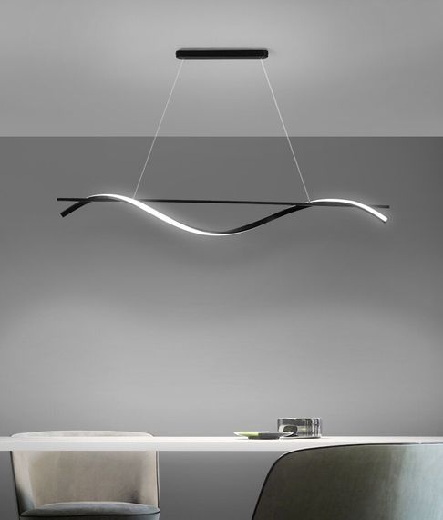 Люстра світлодіодна підвісна LED світильник для квартири на стелю лед 27073 Чорний 30-160х10х100 см. | Зображення 5