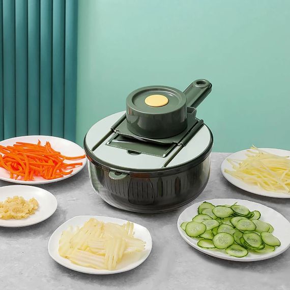 Ручная овощерезка 10в1 слайсер с корзиной, Vegetable Cutter / Мультислайсер с насадками / Терка для овощей | Зображення 3