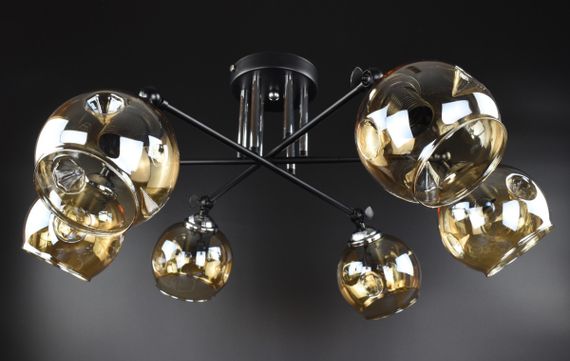 Люстра стельова на 6 лампочок 26169 Чорний 25х72х72 см.