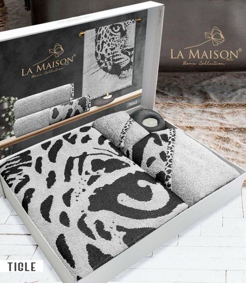 Подарочный набор полотенец La Maison, 3 шт. со свечой Tigle Gri | Зображення 2