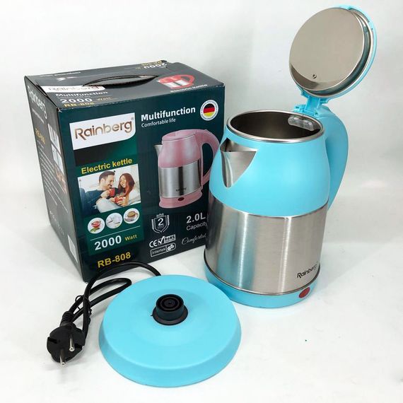 Электрочайник Rainberg RB-808 2 л нержавеющая сталь. ZL-768 Цвет: голубой | Зображення 7