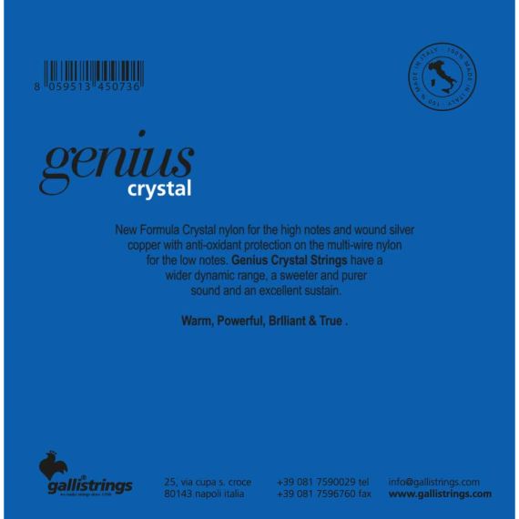 Струни для класичної гітари Gallistrings GR60 (.029-045), Crystal, ProCoated, HARD, Silver | Зображення 1