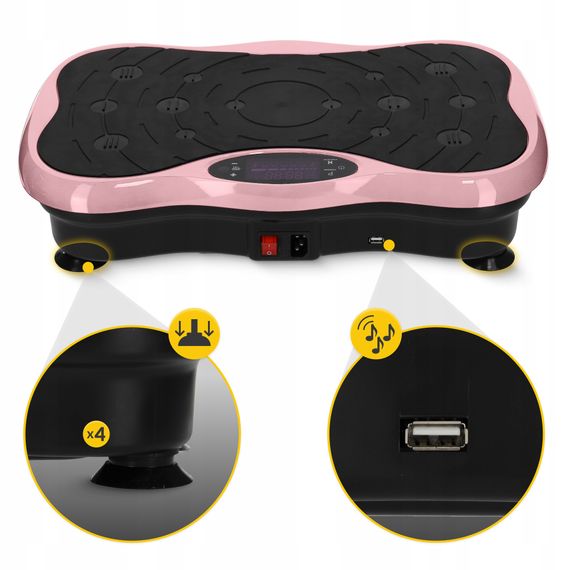 Віброплатформа для тренувань 4FIZJO Ultra+ з пультом та еспандерами Black/Pink (P-5905973402880) | Зображення 8