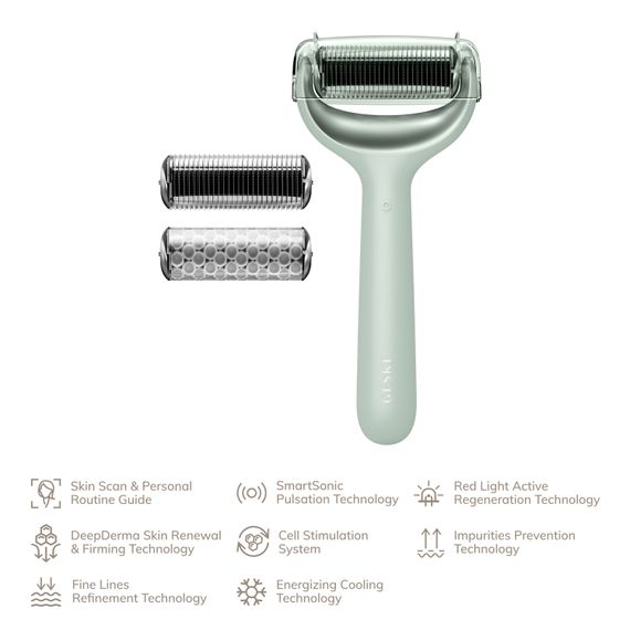 Електронний ролер для обличчя та тіла з мікроголками GESKE MicroNeedle Face&Body Roller 8в1 green | Зображення 1