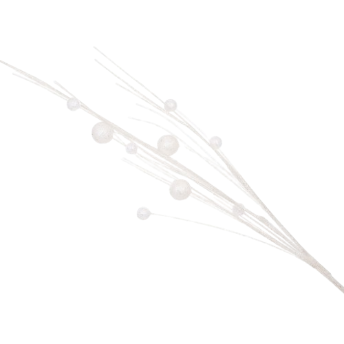 Декоративна гілка з ягодами в гліттері 78см, колір - білий