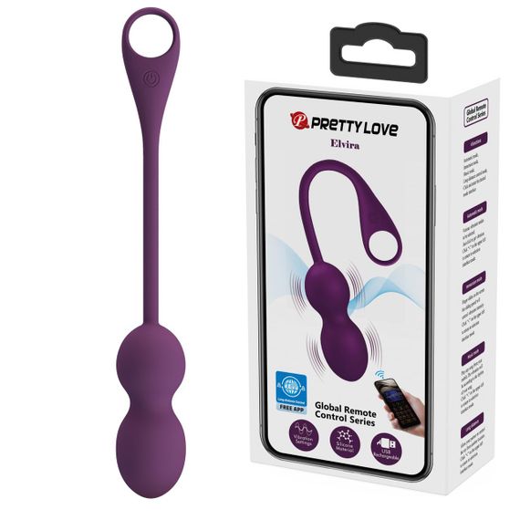 Вагінальні кульки Pretty love Elvira dark Purple, 12 vibration functions Mobile APP Long-distance Co sexstyle
