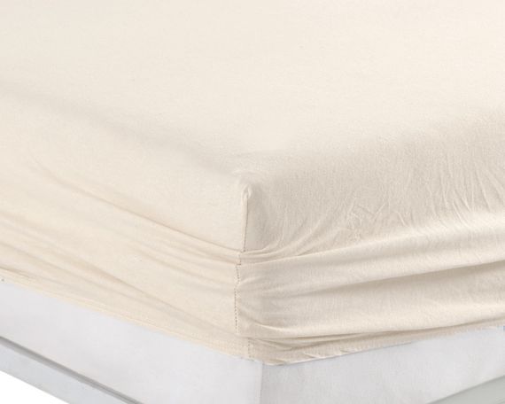 Простынь 90x200см трикотаж (джерси) на резинке с наволочками Кремовая | Зображення 2