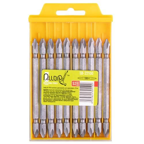 Alloid. Набір біт магнітних двосторонніх для шуруповерта PH2 100мм, S2 (10шт) | Зображення 1