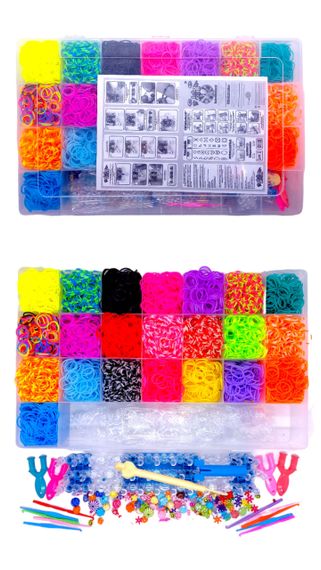 Большой набор резинок для плетения браслетов Loom Bands 8400 шт, кейс-органайзер со станком и бусинами | Зображення 3