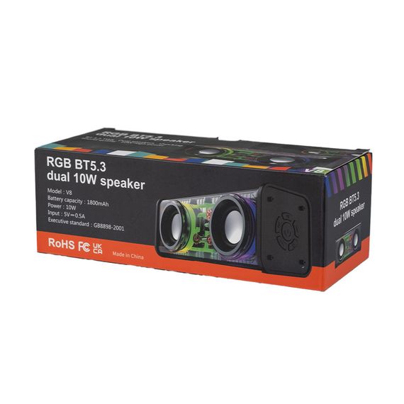 Колонка портативная V8 BT/TF/USB/TWS 10 вт черная | Зображення 3