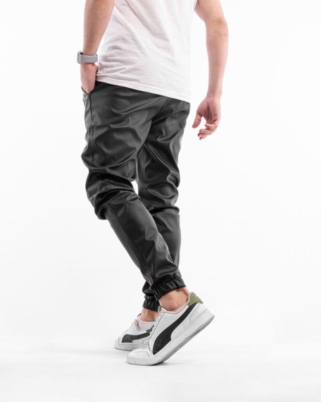 Чоловічі штани "Leather base" колір чорний р.2XL 439946 | Зображення 1