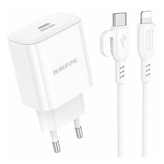 МЗП Borofone BA81A PD20W (1USB-C) + кабель Type-C to Lightning White