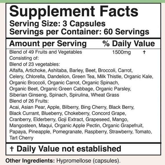 Смесь экстрактов Double Wood Daily Fruits and Veggies 180 Caps | Зображення 1