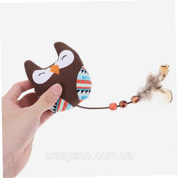 М'яка іграшка для котів EcoToys Сова з котячою м'ятою 9.5x8 см | Зображення 4
