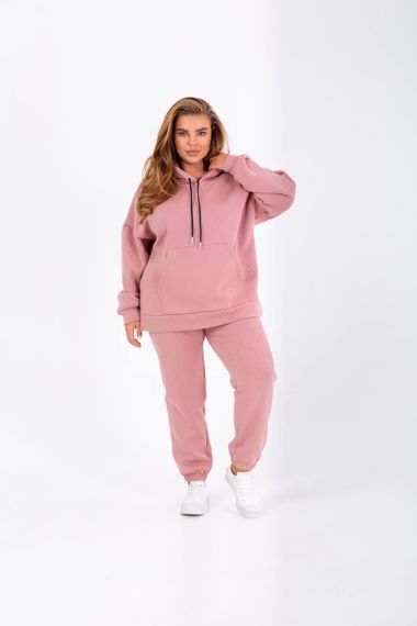 Женский очень теплый спортивный костюм тройка с жилетом NB23027 цвет пудровый, размер 42/44 | Зображення 4