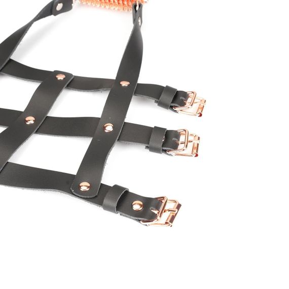 Шкіряна портупея для гомілкостопу зі шпорамиLiebe Seele Leather High Heel Ankle Harness Rose Gold Sex Aura | Зображення 2