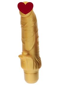 Вибратор реалистик с стимулятором клитора Gold Dicker, золотой sexstyle