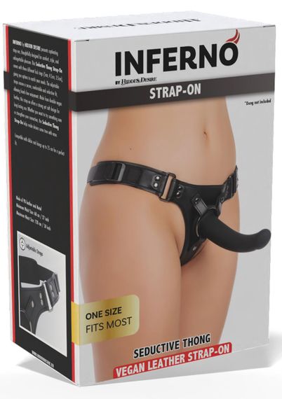 Регульовані трусики для страпона з 3 кільцями Hidden Desire Inferno Seductive Thong, чорні Sex Aura | Зображення 5