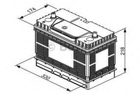 Акумулятор 105Ah-12v BOSCH (T3050) (330x172x240),L,EN800 клеми по центру BOSCH 0092T30500
