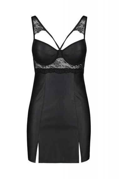 Пеньюар из экокожи LOONA CHEMISE black S/M - Passion Sex Aura | Зображення 2